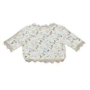 Vintage Y2K Luxxel Cream Lace Mesh Crop Top
